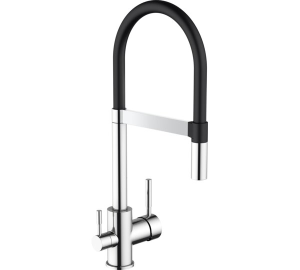 Grifo de cocina monomando 3 vias apertura en frio para equipos de tratamiento de agua Cromado Tau